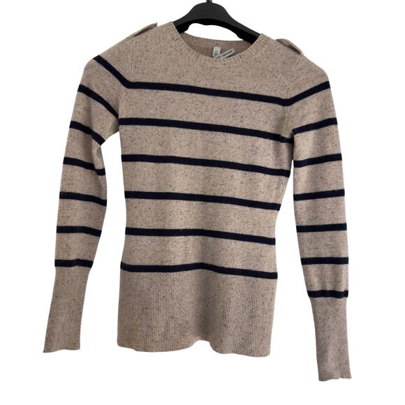 Autumn Cashmere Sweaters - Autumn Cashmere Striped Crewneck Sweater
100% PURE CASHMERE OATMEAL & BLACK · XS